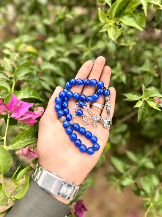Vibrant Blue Indian Agate Misbaha  Misbaha-SM-004