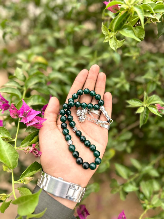Deep Green Indian Agate Misbaha Misbaha-SM-006